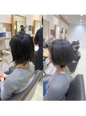 白髪ぼかしハイライトカラー30代40代50代ブルーグレージュ