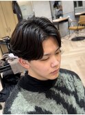 ナチュラル毛流れニュアンスパーマ刈り上げセンターパート　h