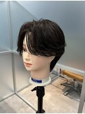 センターパート × フェザーパーマ