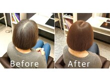 【明るい白髪染めリタッチ】根元だけで明るさキープ。ダメージは最小限。