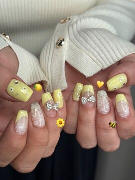 プライムナイン(primenine) イエローで春ネイル