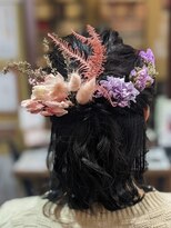 パピヨンロゼ(Papillon Rose)&nbsp;ロープ編みハーフアップ　ドライフラワー