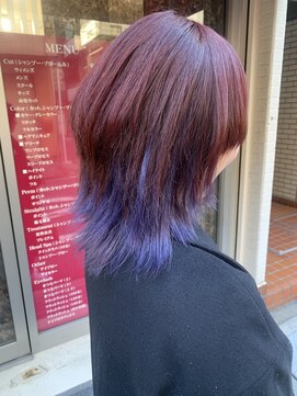 インデックスヘアーユー 錦糸町店(in'dex hair - U) レッド×パープル特殊インナー[錦糸町/錦糸町ブリーチ/ブリーチ]