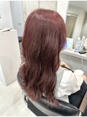 ブリーチなしダブルカラーワインレッド／ハイトーンカラー