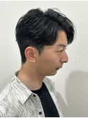 メンズマッシュセンターパートスパイラルパーマニュアンスパーマ