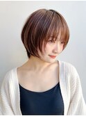 大人ショートボブ フェイスレイヤーボブ前髪ありひし形K20250125
