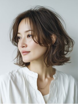 クラゲヘアー/小顔/ココアベージュ/オリーブグレー/川西