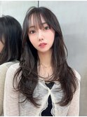 縮毛矯正ストレートくびれヘアヘアアレンジアプリコットオレンジ