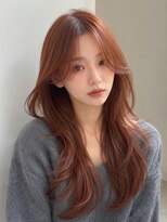 ベル 新宿(Belle)&nbsp;オレンジブラウンオレンジカラーハイトーンカラーハッシュカット