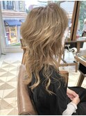ロングウルフ☆ハイトーン ミルクティベージュ