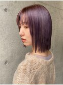 パープルハイトーン×きりっぱなしボブ