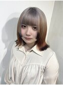 ウルフカット　グラデーションカラー　裾カラー　ブリーチカラー