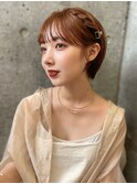 熊本　お呼ばれショートアレンジ　オレンジベージュ　髪質改善