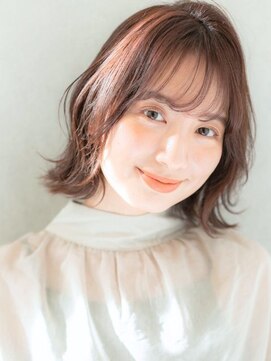 ローレン(LOREN) 20代30代40代美髪ピンクカラー結べる長さのナチュラルボブ