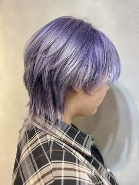 ヴァイス 渋谷店(VAICE) ラベンダーカラーからホワイトのルーツカラー/ショートウルフ