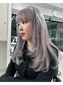 ラベンダーグレージュ 透明感カラー レイヤーカット