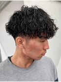 フェザーパーマサーフカール刈り上げセンターパート