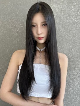 ロンドイディールバンダイ 新潟万代(Lond ideal) ローレイヤー×グレーブラック×美髪矯正、黒髪