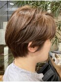 ブリーチなしベージュカラーショートスタイルブラウンベージュ