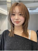 ラテベージュラテブラウンくすみピンクグレージュハッシュカット