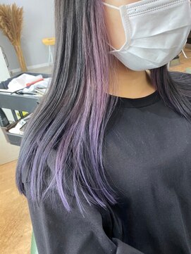 グラム 岡崎南店(gram) ベージュ×インナーカラー＿薄めパープル＿個性_60