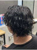 メンズ/アップバング/ツーブロックマッシュ/束感ショート波巻き