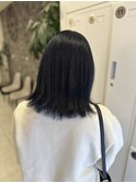 切りっぱなし × ネイビーブルー