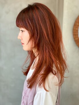 トゥコ(tuco) ブローチなし　オレンジ　レッド　ロング　ウルフ　グラデ