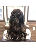 編み込みハーフアップ
