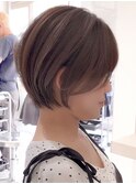 ハイライトカラーミルクティーベージュケアブリーチボブ