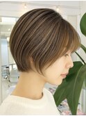 市川ショートヘアショートボブショートカット白髪染めハイライト
