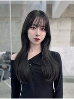 フィヴェント(Fivent)&nbsp;黒髪韓国小顔レイヤーイメチェン暗めオリーブグレークラゲヘアー