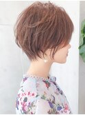 Say.ショートボブ丸みショートモーヴピンクローズブラウン韓国風