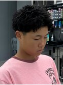 アップバング/短髪/ツイストパーマ/ブリーチ/メンズ/学割
