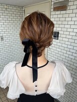 フェリーチェ 六本木店(Felice)&nbsp;シニヨン　まとめ髪　結婚式ヘアセット　ベロアリボン