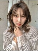 外ハネミディ/フェイスレイヤー/シースルーバング/透明感カラー