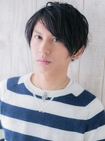 モッズヘアメン 名護大東店(mod's hair men)&nbsp;流しウザバングの七三分け黒髪アッシュラフフェザーg名護大東