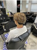 センターパート×バレイヤージュ