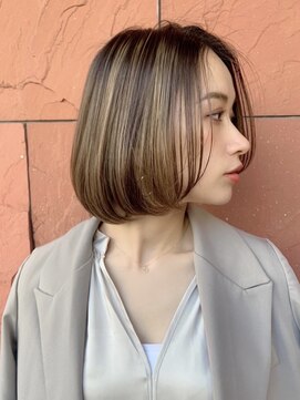 ネックス 表参道本店(nex) ハイライト/白髪ぼかし/明るい白髪染め/ボブ