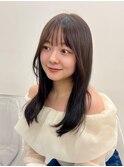 大人かわいいオリーブベージュ前髪カット顔まわりレイヤー
