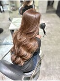 20代30代大人可愛いレイヤーロング　透明感カラーブラウンカラー