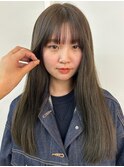 オリーブベージュ 透明感カラー 美髪 顔周りカット 20代 艶髪