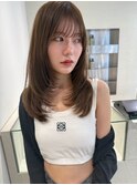  韓国ヘア／ミディアム/レイヤーカット／前髪カット