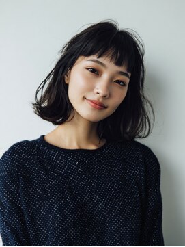 やわらか質感のニュアンスボブ × セミウェットバング