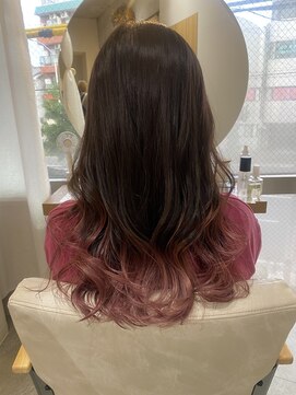 パラゴ(PARAGO.) 巻いて可愛い裾カラー×ベリーピンク