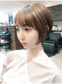 大人ショートボブ丸みショートカットマッシュショート 前髪あり