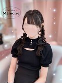ツイン編みおろしに髪の毛リボン(オプション追加要)