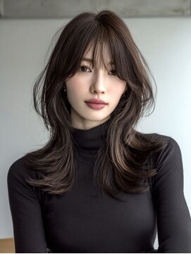 アース 菊名店(HAIR&MAKE EARTH) 垢抜け韓国風ロング◆くびれレイヤー×グレージュ×顔周りカット