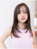 大人かわいい前髪セシルカットココアブラウンフリンジウェーブ