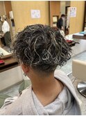 メンズパーマ波巻きパーマメンズハイライトカラーメッシュカラー